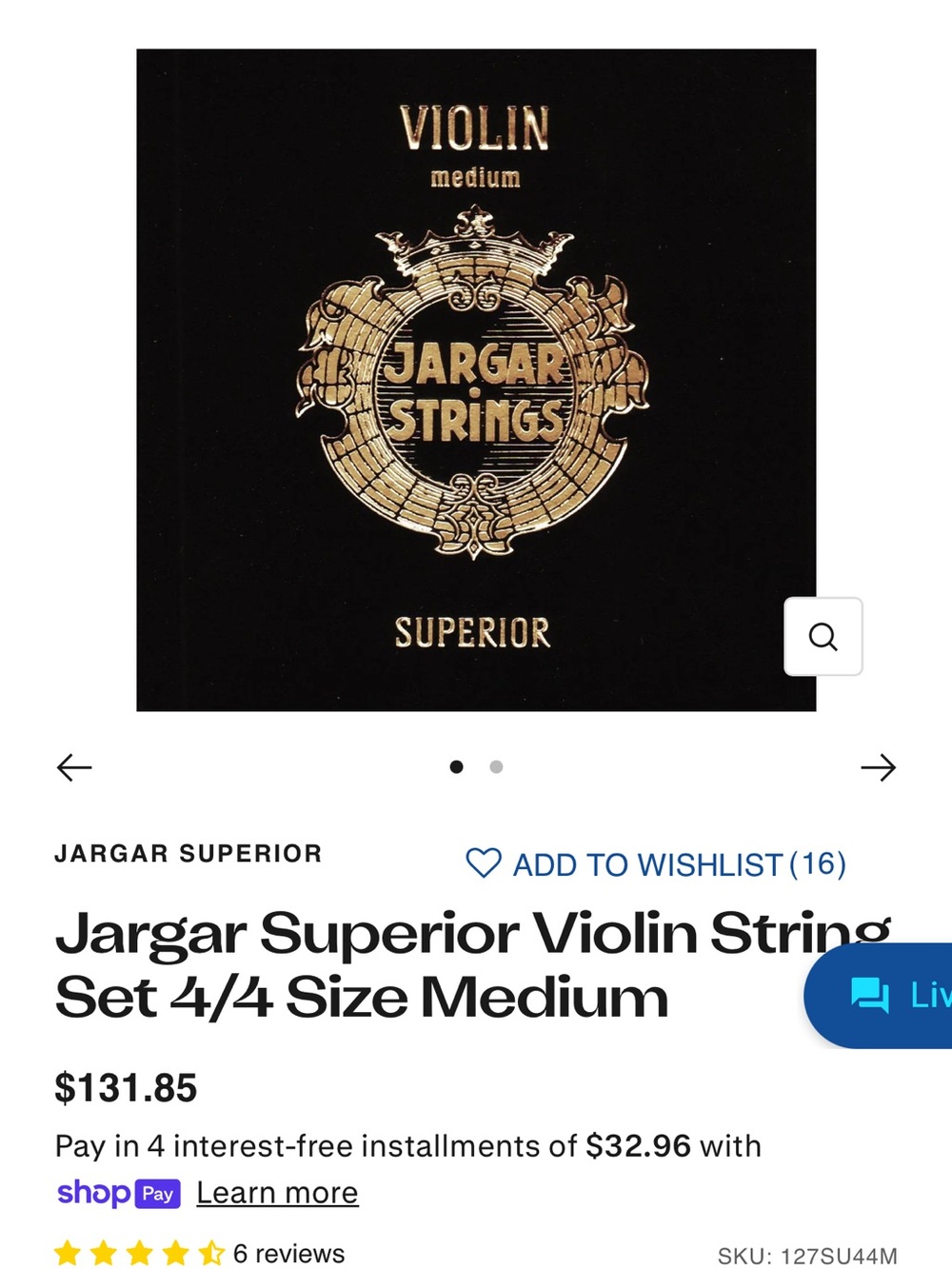 NEW Jargar Superior Violin Strings Set 4/4 Size Medium -